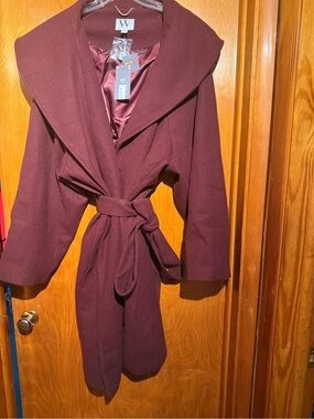 Worthington Burgundy or Black Coat with Satin Lining